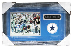 Emmitt Smith Dallas Cowboys Signed Autographed 22" x 14" Framed Running Photo Global COA