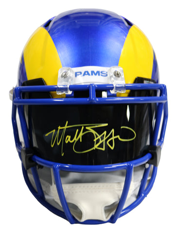 Matthew Stafford Los Angeles Rams Signed Autographed Yellow Auto Football Visor with Riddell Full Size Speed Replica Football Helmet Heritage Authentication COA