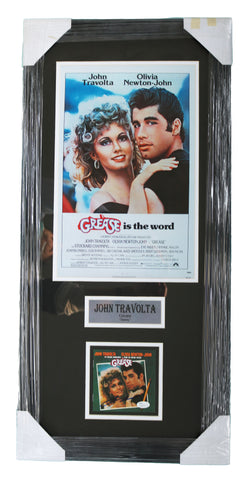 John Travolta Signed Autographed 34-1/8" x 16-1/8" Framed Grease CD Cover Display JSA COA