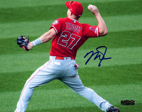 Mike Trout Los Angeles Angels Signed Autographed 8" x 10" Throwing Photo Heritage Authentication COA