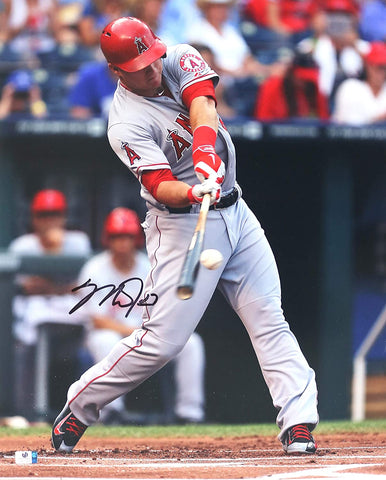 Mike Trout Los Angeles Angels Signed Autographed 16" x 20" Hitting Photo Global COA