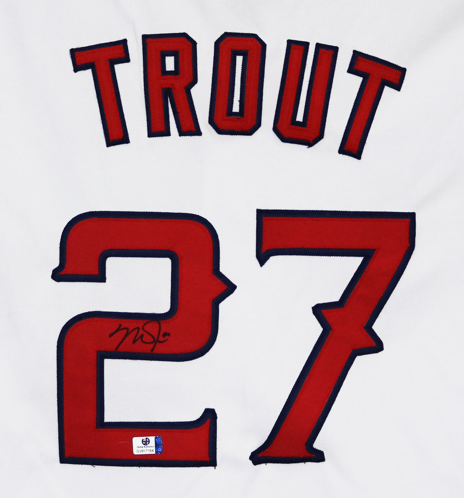 Mike Trout Autographed Full Name Authentic White Los Angeles Angels Je