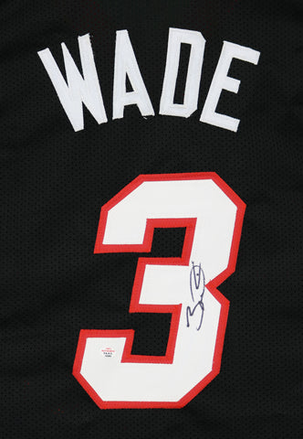 Dwyane Wade Miami Heat Signed Autographed Black #3 Custom Jersey PAAS COA