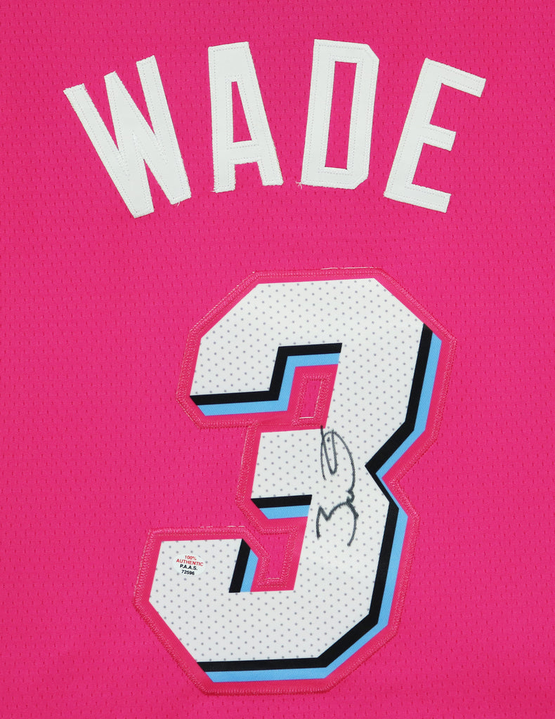 Dwyane Wade Miami Heat Signed Autographed Pink Vice #3 Jersey PAAS