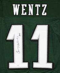 Carson Wentz Philadelphia Eagles Signed Autographed Green #11 Custom Jersey PAAS COA