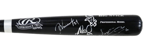 John Danks, Dayan Viciedo, Jose Quintana and Andre Rienzo Chicago White Sox Signed Autographed Rawlings Pro Black Baseball Bat