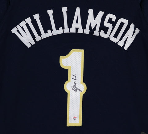 Zion Williamson New Orleans Pelicans Signed Autographed Blue #1 Jersey PAAS COA