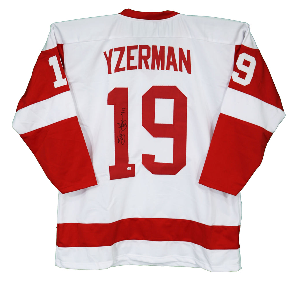 Steve Yzerman Autographed White Detroit Red Wings Jersey at