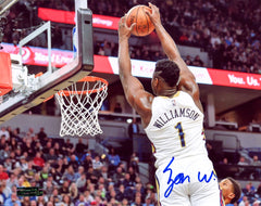 Zion Williamson New Orleans Pelicans Signed Autographed 8" x 10" Dunk Photo Heritage Authentication COA