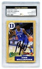 Zion Williamson Duke Blue Devils Signed Autographed 2015 Future Stars Basketball Card Five Star Grading Certified